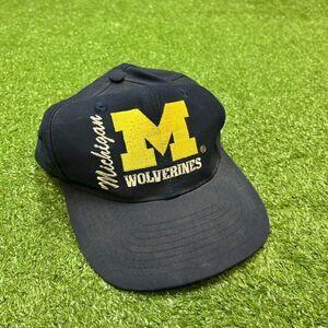Michigan Wolverines Vintage 90's Script Embroidered Snapback Navy Hat